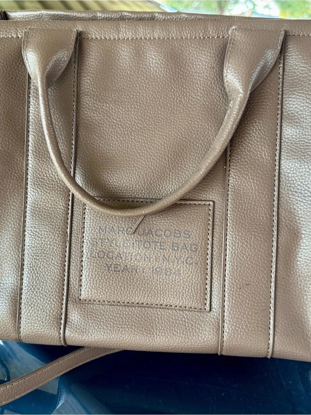 Marc Jacobs Taupe Pebbled Leather Tote with Leopard Strap